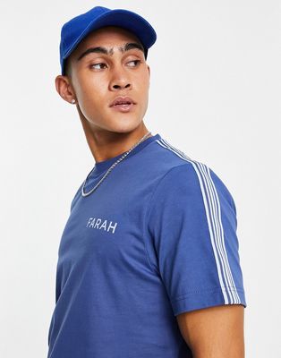 Farah Finlay T-shirt in steel blue with stripe detail Exclusive to ASOS