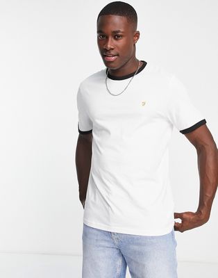 Farah Groves ringer cotton t-shirt in white