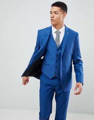Farah Henderson slim fit suit jacket-Blue