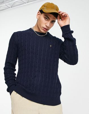 Farah knitted crew sweater in navy