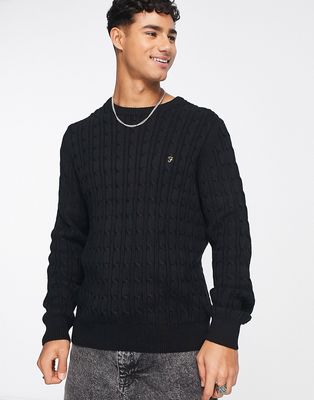 Farah Ludwig Cable Knit Sweater in Black