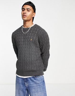 Farah Ludwig Cable Knit Sweater in Gray