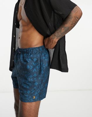 Farah Murphy swim shorts in true navy with all-over print