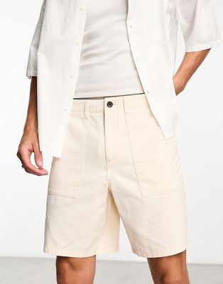 Farah sepel patch twill shorts in off white