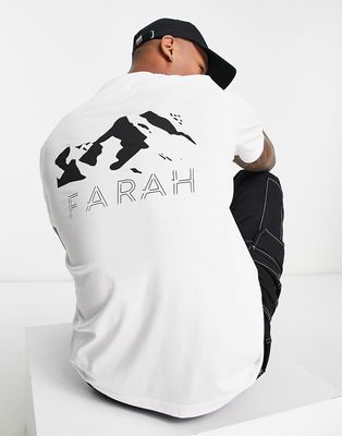 Farah Terry logo graphic cotton t-shirt in white with back print