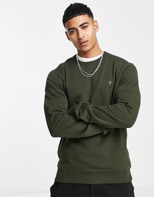 Farah Tim crew neck cotton sweatshirt in green