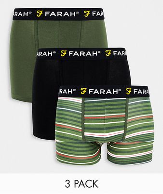 Farah Zato 3 pack boxers in khaki-Green