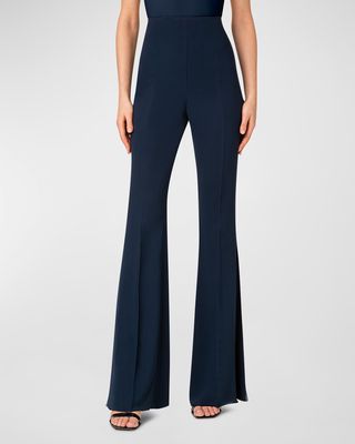 Faralda Silk Georgette Bootcut Pants with Split Hem