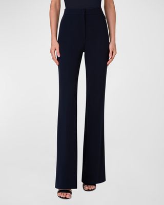 Farida Double-Face Wool Boot-Cut Pants