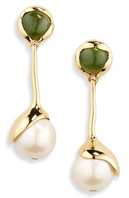 FARIS Sappho Jade & Pearl Drop Earrings in Gold