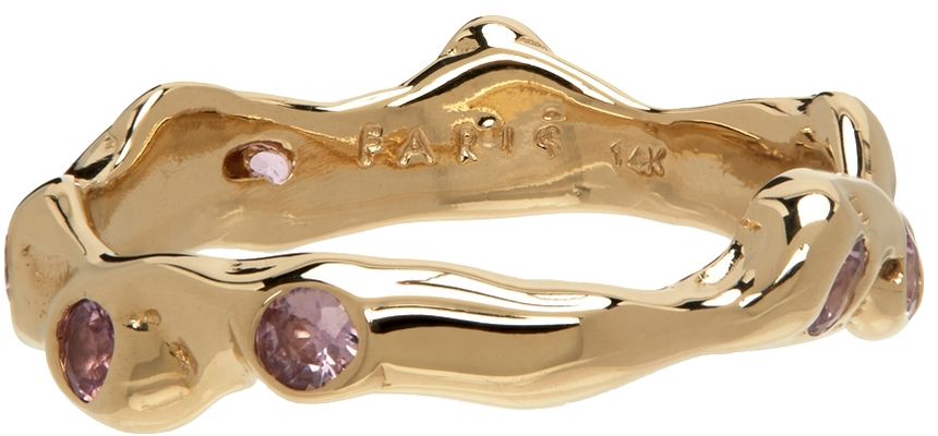 FARIS SSENSE Exclusive Gold & Pink Lava Band Ring