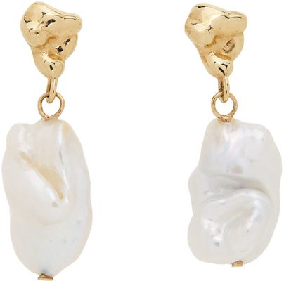 FARIS SSENSE Exclusive Gold Pearl Neb Drop Earrings