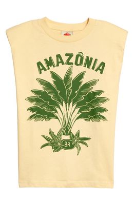 FARM Rio Amazonia Frond Print Cotton Graphic Muscle T-Shirt in Yellow