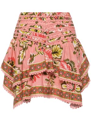 FARM Rio Aura floral-print mini skirt - Pink
