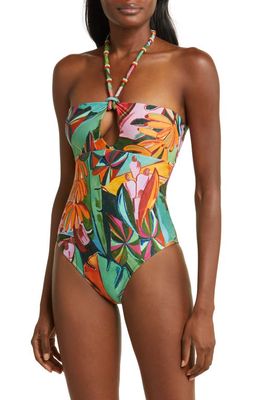 FARM Rio Banana Foliage One-Piece Swimsuit in Green Multi