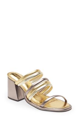 FARM Rio Block Heel Slide Sandal in Gold &silver
