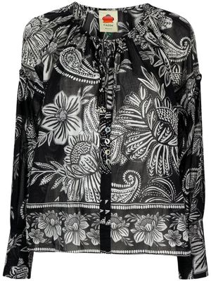 FARM Rio Bloom paisley-print cotton blouse - Black