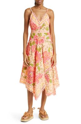 FARM Rio Blooming Floral Cotton Midi Dress in Blooming Floral Pink