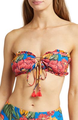 FARM Rio Blue Winter Chita Strapless Bikini Top