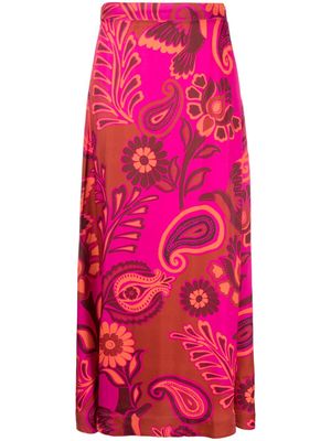 FARM Rio Bold Floral satin maxi skirt - Pink