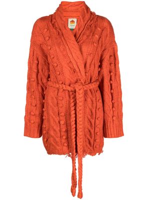 FARM Rio cable-knit knitted cardi-coat - Orange