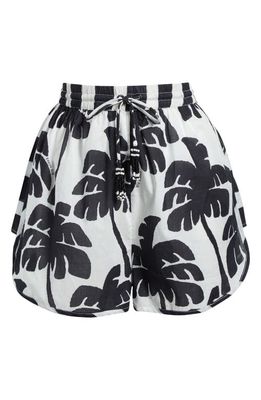 FARM Rio Coconut Cover-Up Drawstring Shorts in Off White