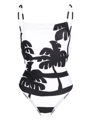 FARM Rio Coconut palm tree-print swimsuit - White