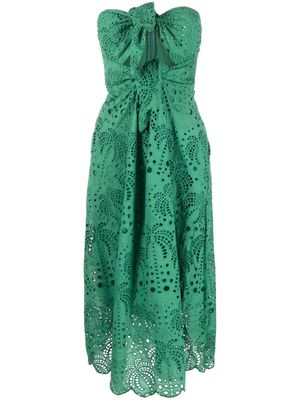 FARM Rio Coconut Tree broderie-anglaise midi dress - Green