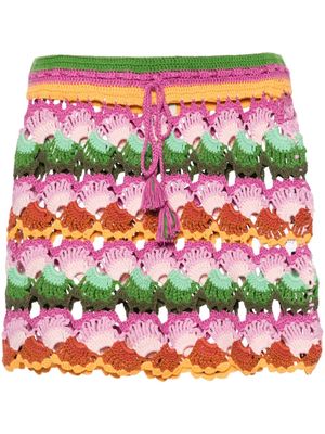 FARM Rio crochet-knit mini skirt - Green