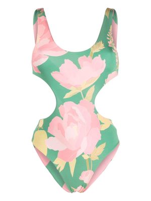 FARM Rio cut-out floral-print swimsuit - Green