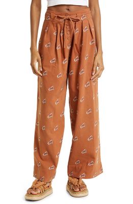 FARM Rio Embroidered Horse Drawstring Pants in Caramel