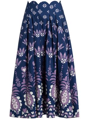 FARM Rio Floral-print midi-skirt - Blue