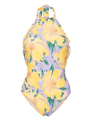 FARM Rio floral-print swimsuit - Yellow