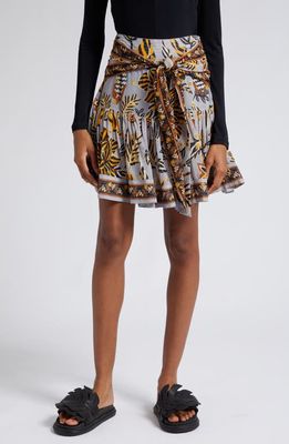 FARM Rio Floral Tapestry Skirt in Silver