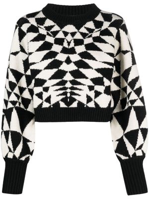 FARM Rio geometric-pattern cropped jumper - Black