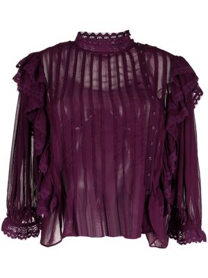 FARM Rio high-neck ruffled blouse - Purple