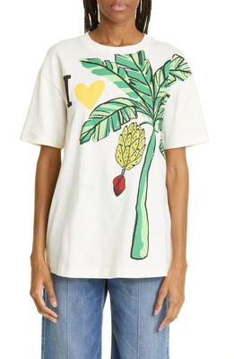 FARM Rio I Heart Bananas Organic Cotton T-Shirt in Off-White