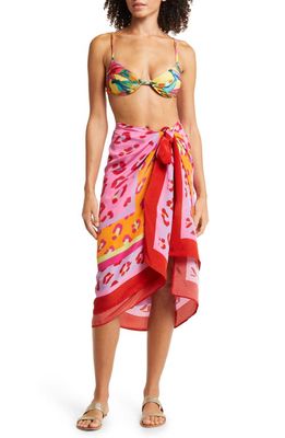 FARM Rio Leopard Patch Cover-Up Sarong in Maxi Leopard Patch