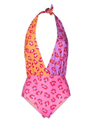 FARM Rio leopard-print halterneck swimsuit - Multicolour