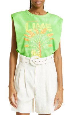 FARM Rio Lime Frond Cotton Graphic Muscle T-Shirt in Green