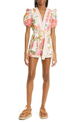 FARM Rio Macaw Bloom Cotton Romper in Macaw Bloom Off-Whit