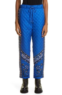 FARM Rio Macaw Forest Quilted Ankle Pants in Macaw Forest Black