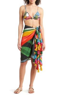FARM Rio Macaw Stripe Cover-Up Sarong in Macaw Stripes Multicolor