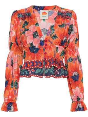 FARM Rio Marias Floral-printed blouse - Orange