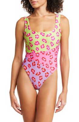 FARM Rio Maxi Leopard Colorblock One-Piece Swimsuit in Maxi Leopard Patch O