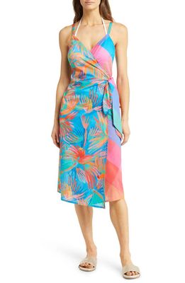 FARM Rio Painted Birds Cotton Cover-Up Dress in Blue Multi