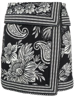 FARM Rio Paisley Bloom cotton miniskirt - Black