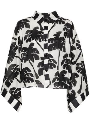 FARM Rio palm-tree cropped shirt - Black