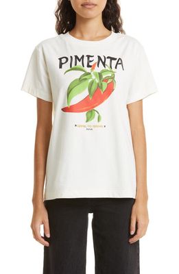 FARM Rio Peppers Cotton Graphic T-Shirt in Off-White