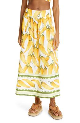 FARM Rio Peppers Print Linen Blend Maxi Skirt in Peppers Off-White